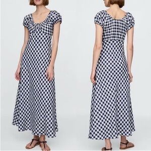 Gap × DÔEN 100% Linen Gingham Midi Dress